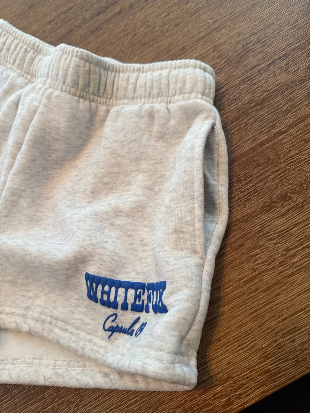 White fox. Gray Athletic Shorts with Blue Logo - Picture 6 of 7